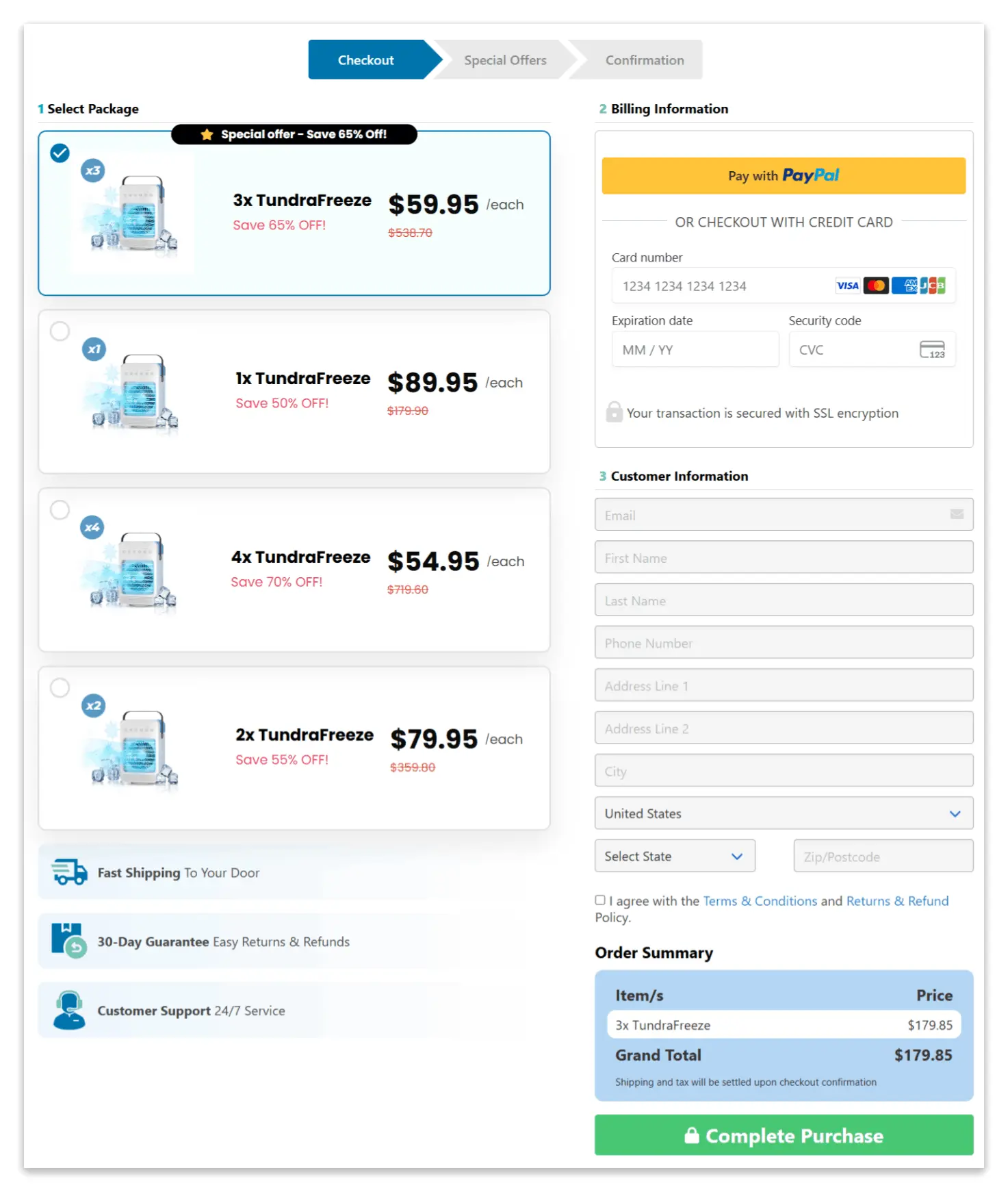 TundraFreeze Portable AC secure checkout page